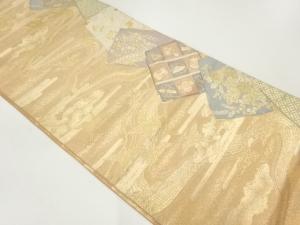 色紙に花古典柄模様織出し袋帯